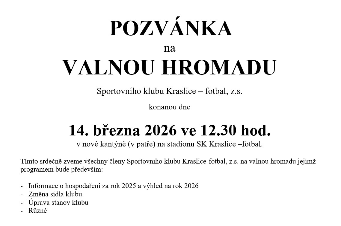 Valná hromada klubu - 14.3.2026 :: SK Kraslice - fotbal